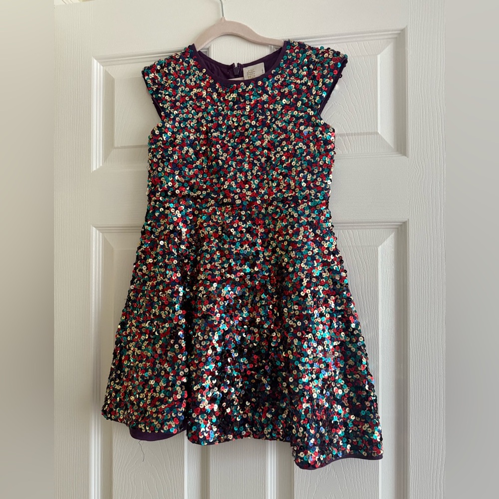 Mini Boden Colorful Sequin  Kids Dress